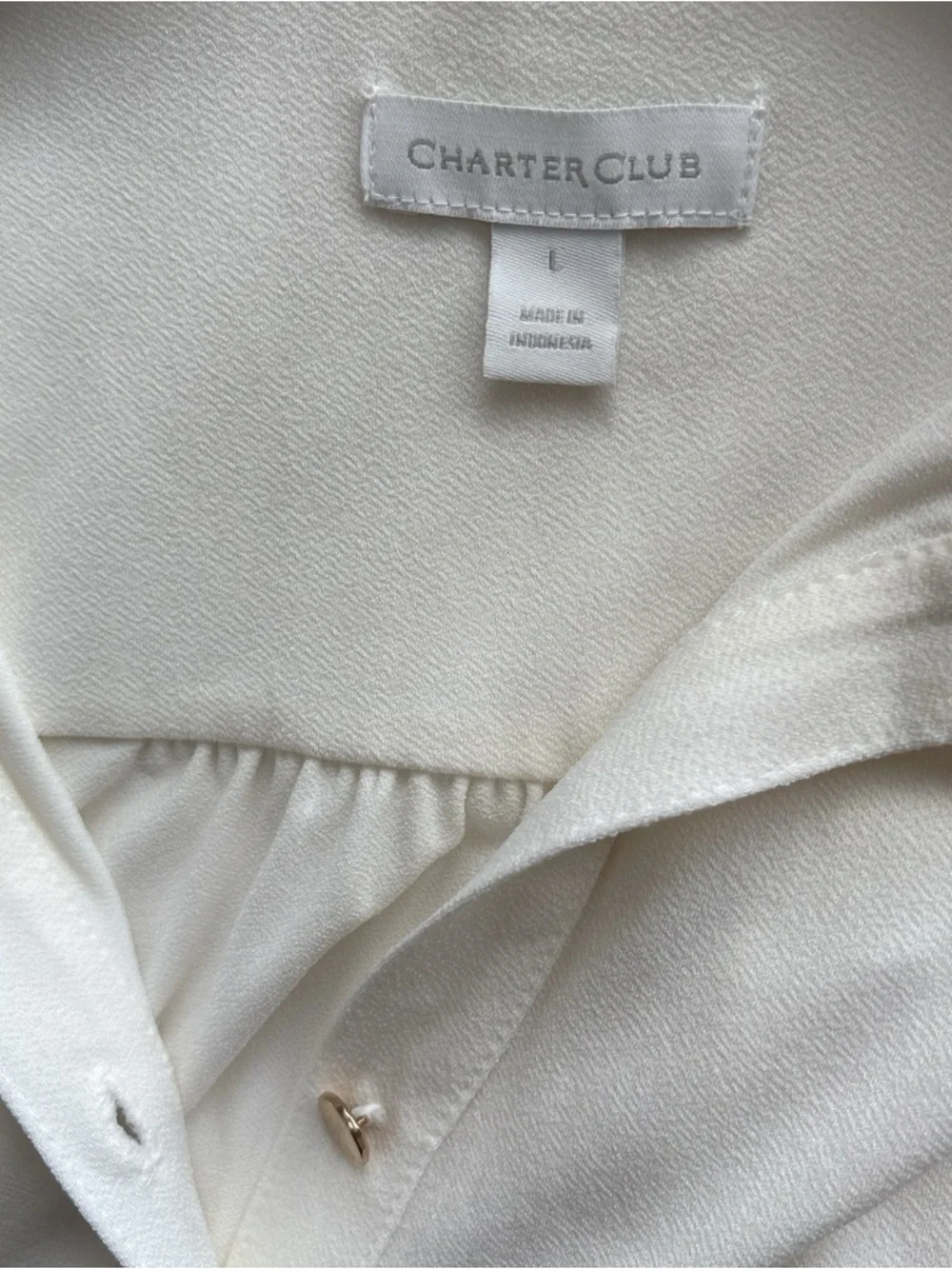 Charter Club Cream Button-Front Polo Tunic with Gold Buttons - Picture 5 of 6
